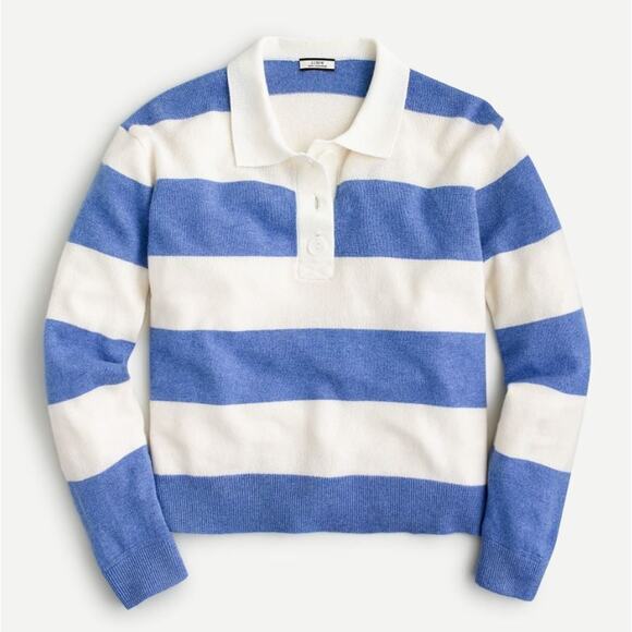J.Crew Collared Cashmere Sweater In Rugby Stripe - S - Picture 1 of 5
